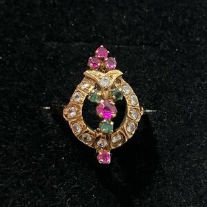 Gold Tone Multi Gemstone Ring